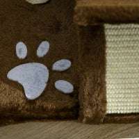 Tiragraffi Gatto Albero Tira Graffi Gioco Giocattolo per Gatti con Cuccia 2 Palline Appese in Sisal Naturale Altezza 43cm