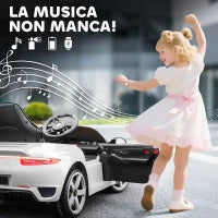 Macchina per Bambini 3-5 Anni con Licenza Ufficiale RUF GT, Telecomando, Cintura di Sicurezza e Musica, Bianco