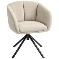 Poltrona Moderna Girevole con Seduta Imbottita in Tessuto Bouclé per Salotto e Ufficio, Grigio Chiaro