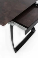 E-STYLO Tavolo allungabile con top marmo ruggine in HPL su MDF e gambe in metallo nero, 90cm X 170/270cm H. 76cm.