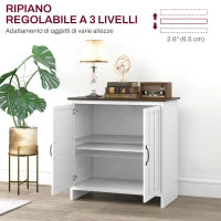 Credenza Cucina Moderna a 2 Ante con Ripiano Regolabile in Legno, 80x39.7x80cm, Bianco