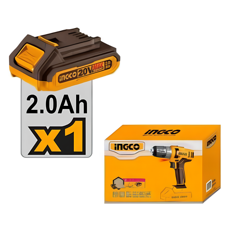 Trapano a batteria 20v inclusa batteria 2ah caricabatterie foratura ingco