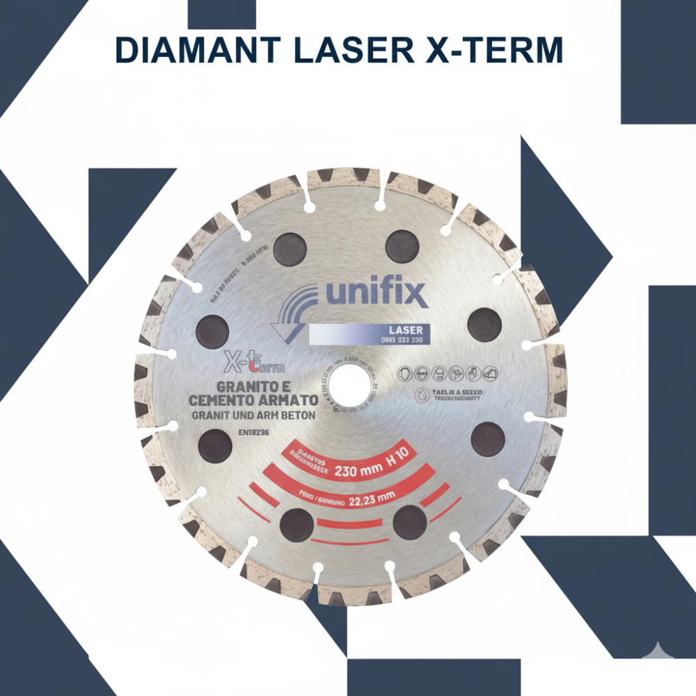 Disco diamantato x-term laser per taglio di materiali duri Ø 230 h 10 x 2,5 mm