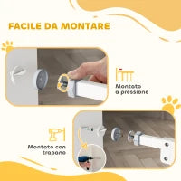 Cancelletto per Cani con Porta Piccola, Montaggio a Pressione e Chiusura Automatica, 74-80x91.4cm, Bianco