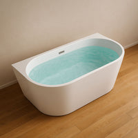 Vasca da bagno filo parete semicircolare acrilico bianco lucido 150 x 80 x 58 cm *** confezione 1