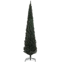 Albero di Natale Slim Alto 225 cm Salvaspazio con 538 Rami con Base in Acciaio per Interni, Verde