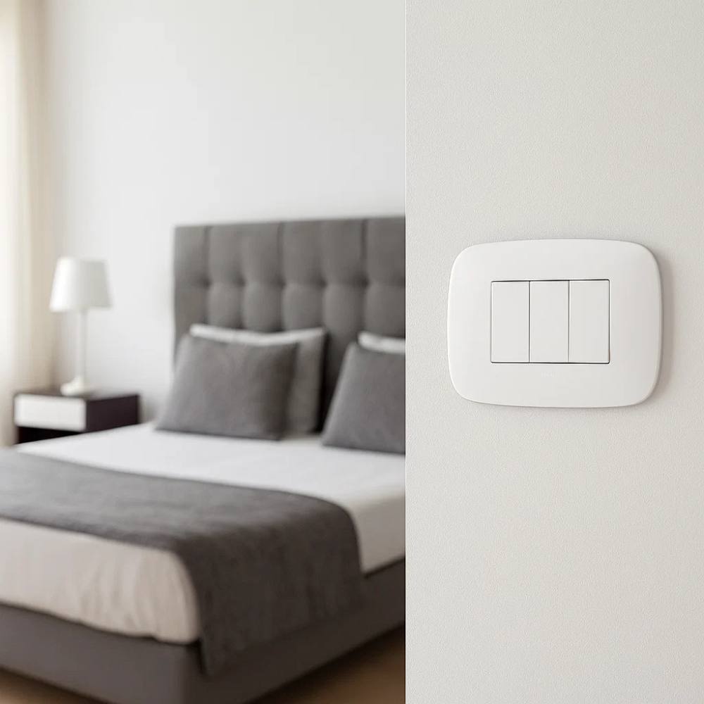 Vimar arkè round 19683.26 placca metallo polar matt 3 moduli