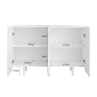 Credenza a goccia, con ante sagomate,  120×37,5×80,8 cm, Bianco