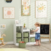 Mobile portaoggetti per giocattoli per bambini con 6 cassetti rimovibili, su 3 livelli, 96 x 38,5 x 90, verde