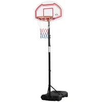 Canestro Basket ad Altezza Regolabile con Base Riempibile e 2 Ruote, in Acciaio, PE e HDPE, 70x45x2 cm
