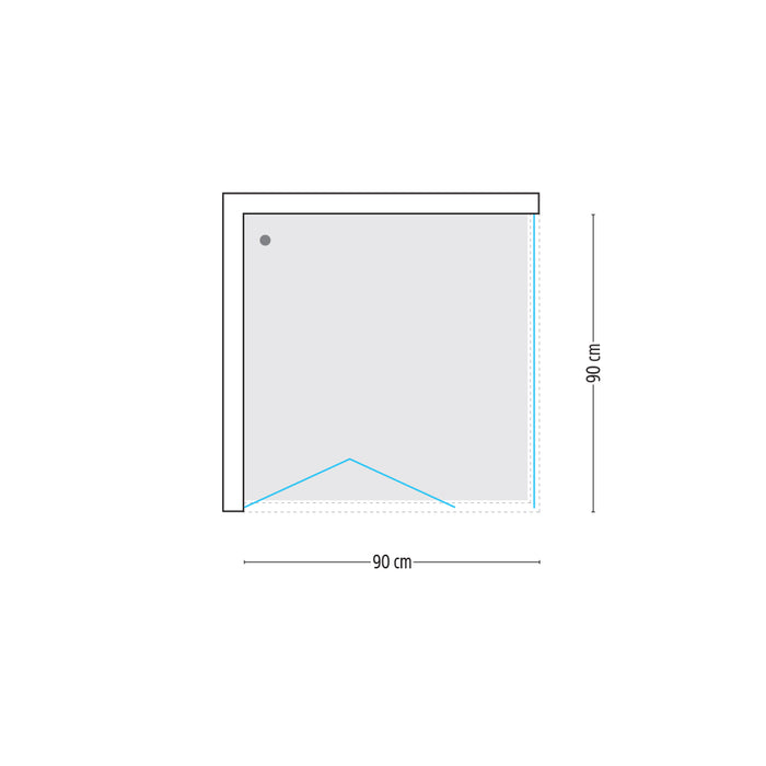 Cabina doccia 2 lati con porta a soffietto cristallo trasparente 90x90 cm
