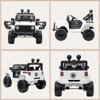 Macchina Elettrica per Bambini Jeep Fuoristrada con Telecomando e 2 Velocità, 100x65x72 cm, Bianco
