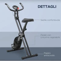 Cyclette Professionale con Resistenza e Altezza Regolabile, in Acciaio e PP, 41x86x112 cm, Nera