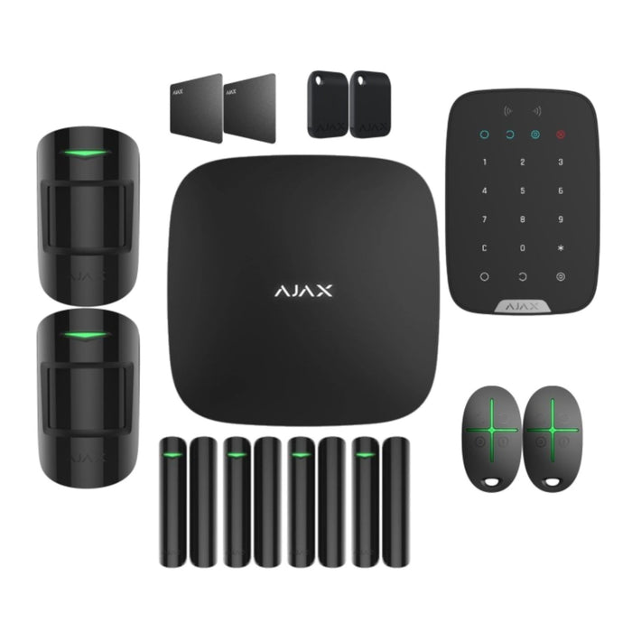 AJAX Kit 14 Pezzi Hub 2 Plus Motion Door protect Spacecontrol Pass Tag Keypad
