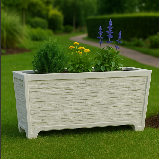 Fioriera giardino cemento effetto pietra l.100xp.40xh.60 cm serie stratis