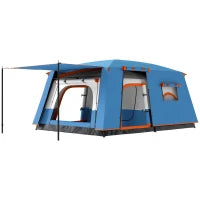Tenda da Campeggio per 4-6 Persone con 2 Stanze e Veranda, Impermeabile e UPF 30+, Borsa di Trasporto, Blu