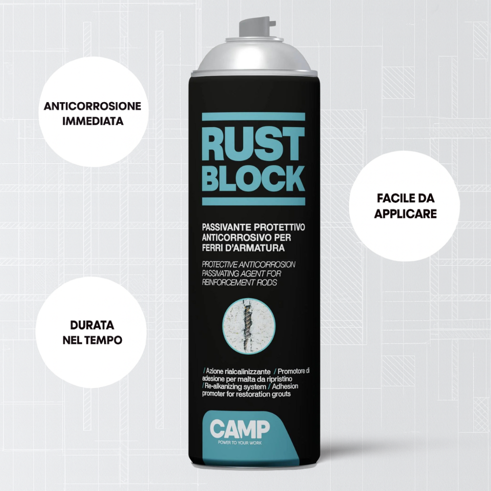 Rust block passivante spray per protezione armature 500 ml