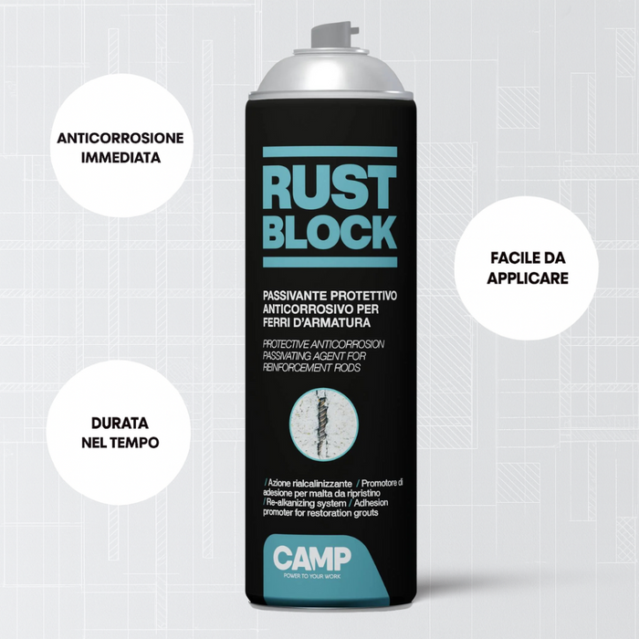 Rust block passivante spray per protezione armature 500 ml