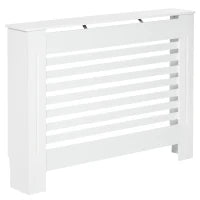 Copritermosifone in Legno Bianco per Caloriferi e Radiatori, con Struttura a Doghe e Ripiano, 112 x 19 x 81cm