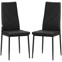 Set di 2 Sedie da Pranzo Moderne con Schienale Alto in Finta Pelle e Acciaio, 41x50x97 cm, Nero