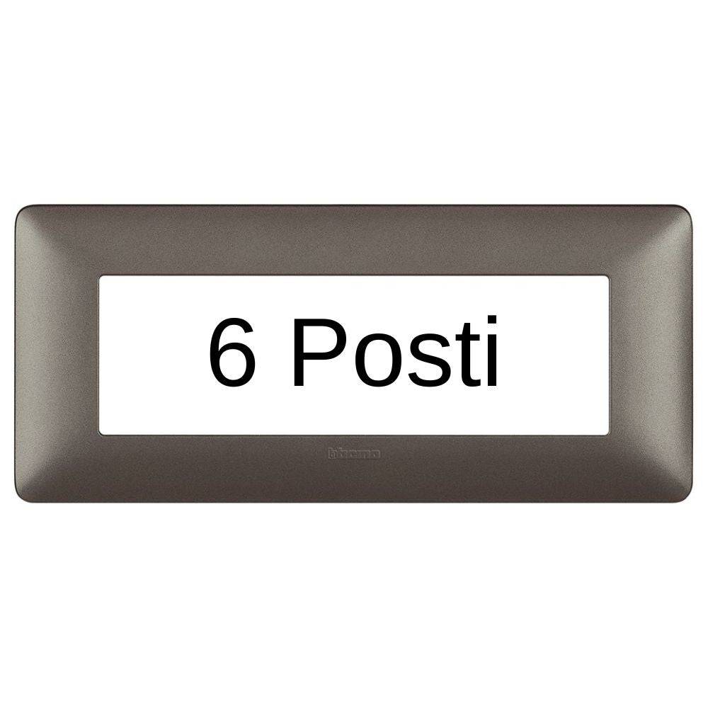 Bticino matix placca 6 posti tecnopolimero colorata am4806 pezzi 2 *** colore iron grigio scuro, confezione 1