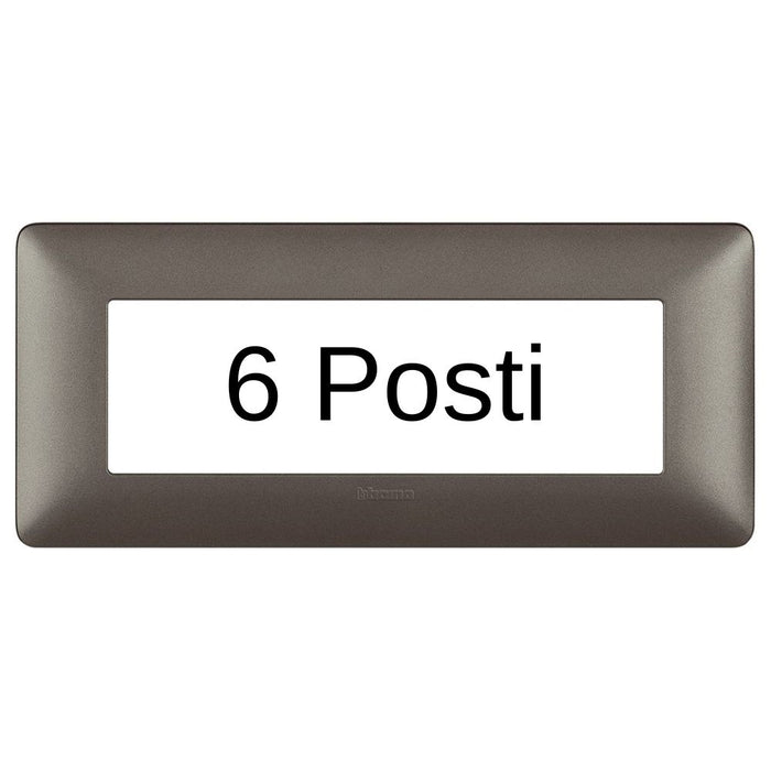 Bticino matix placca 6 posti tecnopolimero colorata am4806 pezzi 2 *** colore iron grigio scuro, confezione 1
