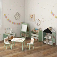 Scaffale Portagiochi per Bambini con 6 Contenitori Rimovibili in Tessuto, 63x30x66cm, Verde