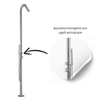 Colonna doccia da esterno leccio a pavimento inox spazzolato acqua calda fredda *** finitura- spazzolato, confezione 1