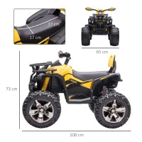 Quad per Bambini Elettrico 12V con Fari e Batteria Ricaricabile, Età 3-5 Anni, 100x65x73cm, Giallo