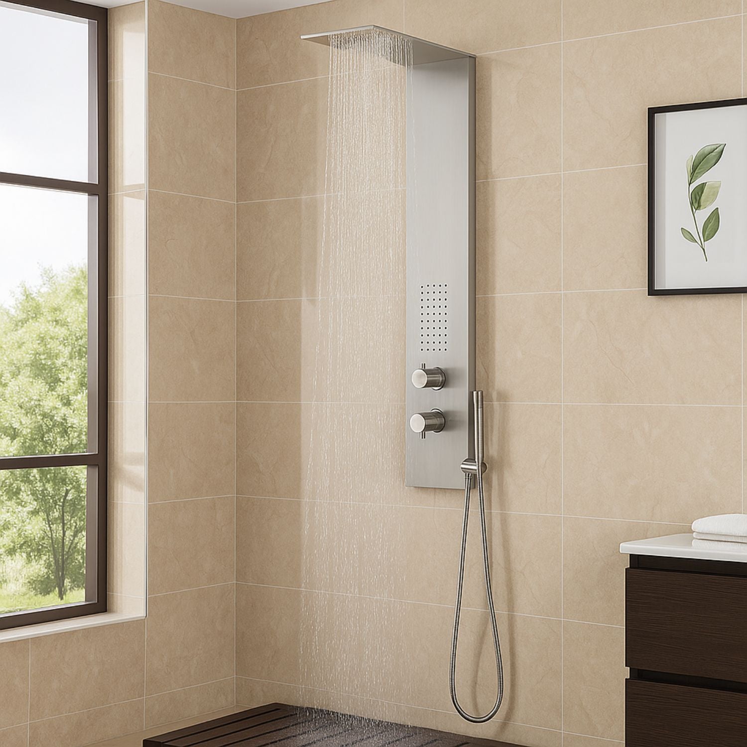 Colonna doccia 3 funzioni acciaio inox bocchetta idro lombare 20x50x110 cm *** finitura- spazzolato, confezione 1