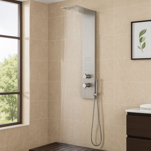 Colonna doccia 3 funzioni acciaio inox bocchetta idro lombare 20x50x110 cm *** finitura- spazzolato, confezione 1