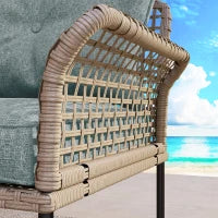 Set da Giardino 5 Pezzi in Rattan con 2 Sedie Laterali, Sedia Centrale e 2 Sgabelli/Tavolini da Caffè