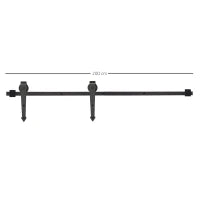 Kit per Porta Scorrevole in Stile Rustico con Binario 200cm e Rotelle, Nero