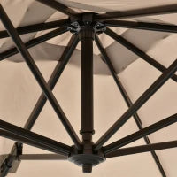 Ombrellone da Giardino 268x268x250cm a Braccio Girevole a 360° e Inclinabile su 5 Livelli, Colore Khaki