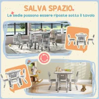 Set Tavolo e Sedie per Bambini 5pz con 4 Sedie Regolabili 32x36x52.5-56 cm e Tavolo 60x60x46-58 cm, Grigio