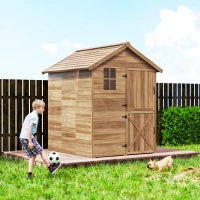 Casetta da Giardino in Legno 1.8x2m con Porta Doppia, Finestra e Base Inclusa, Colore Legno