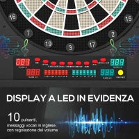 Bersaglio Freccette Elettronico con Punteggio Automatico, 12 Freccette e 6 Display, 51x6.5x57cm, Nero