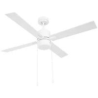 Ventilatore da Soffitto con Luce LED, 3 Velocità e Motore Reversibile, Ø130cm, Bianco e Legno