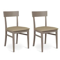 E-STYLO Sedia in legno laccato tortora con seduta rivestita in similpelle, imbottita, 44cm X 45cm H. 82cm.