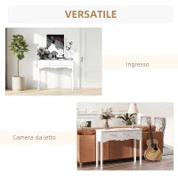 Tavolo Consolle Moderno da Ingresso in MDF con 3 Cassetti, 100x32x85 cm, Bianco