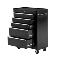 Carrello Porta Utensili Attrezzi Attrezzatura con Cassettiera Nero 61.5 x 33 x 82.5cm