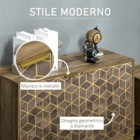 Mobile da Ingresso Moderno con Decori Dorati e Gambe in Acciaio, 99x39x75.5cm