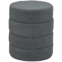 Pouf Rotondo in Peluche Teddy, Struttura Metallica Resistente 120 kg, Φ40x45H cm, Grigio scuro