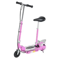 Monopattino Elettrico Pieghevole con Sella, 2 Ruote e Manubrio Regolabile, Bambini 7-12 Anni, 75x37x98cm, Rosa