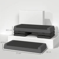 Stepper Fitness Regolabile a 10.5/15.5/20.5 cm con Superficie Antiscivolo e Capacità 250 kg, Grigio