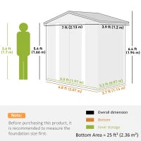Capanno da giardino di area 2,36 m², in acciaio galvanizzato, facile da montare, 213x120x194cm Rovere