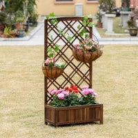 Fioriera da Esterno con Grigliato in Legno per Piante Rampicanti, 60x30x122.5 cm, Marrone