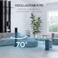 Ventilatore a Torre 45W a 4 Modalità e 3 Velocità con Timer da 12h, in ABS, Ø31.5x96 cm, Nero