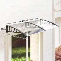 Tettoia Moderna in Policarbonato, Alluminio e PP per Balconi, Finestre e Porte, 200x96x27 cm
