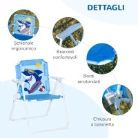 Tavolo e Sedie per Bambini da Giardino con Ombrellone Regolabile, Set 4 Pezzi, Età 3-6 Anni, Blu